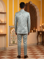 Premium Silk Jacquard Indo-Western Set for Men ( 50JIND 179Blue )