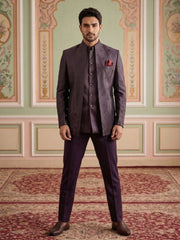 Men Woven Design Indo-Western Set ( 50JIND 182Purple )
