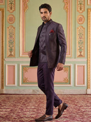 Men Woven Design Indo-Western Set ( 50JIND 182Purple )