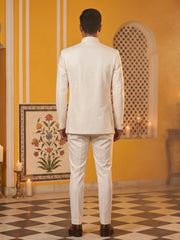 Cotton Blend Textured Indo-Western Set ( 50JIND 183Off-White )