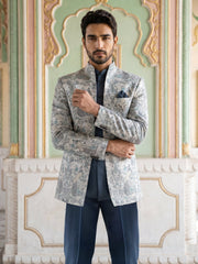 Men's Stylish Jacquard Indo-Western Set ( 50JIND 184Blue )