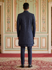 Men's Imported Japanese Fabric Indo-Western Set ( 50JIND 186Navy )