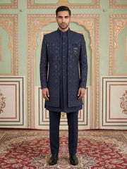 Men's Imported Japanese Fabric Indo-Western Set ( 50JIND 186Navy )