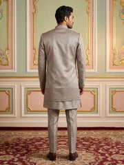 Men Silk Blend Embroidered Indo-Western Set ( 50JIND 187Peach )