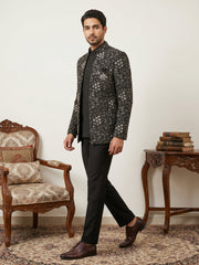 Imported Japanese Embroidered Indo-Western Set ( 50JIND 188Black )