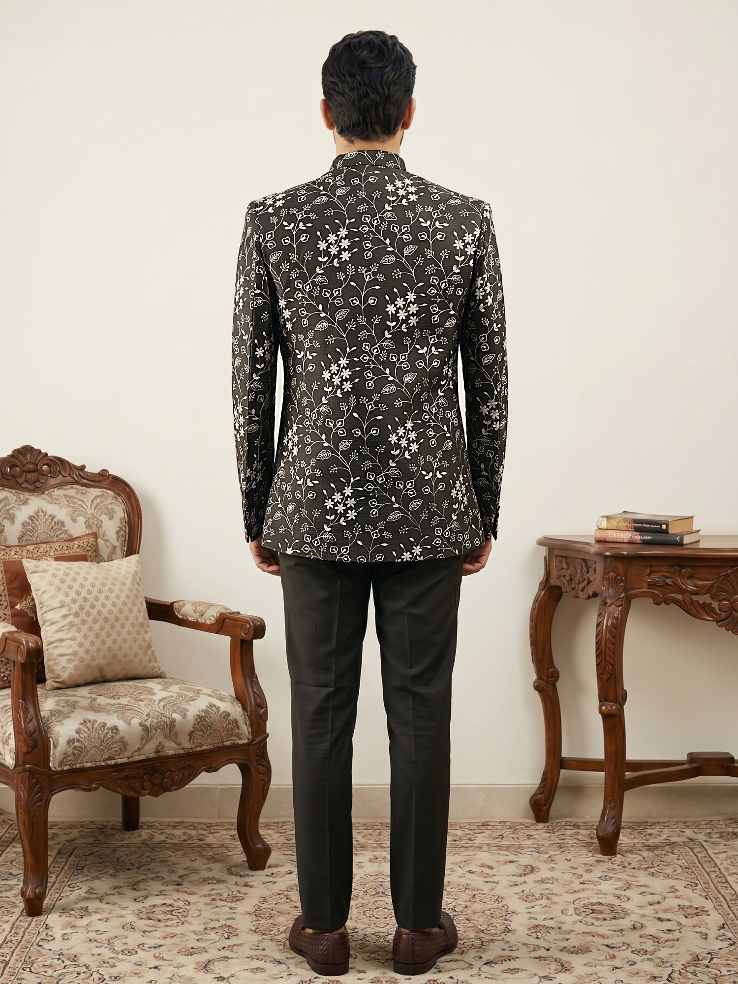 DesiQlo Men Embroidered Indo Western Set - Green