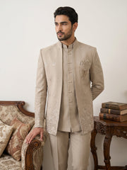 Beige Embroidered Indo-Western Set ( 50JIND 191Beige )