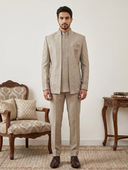 Beige Embroidered Indo-Western Set ( 50JIND 191Beige )