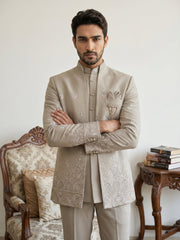 Beige Embroidered Indo-Western Set ( 50JIND 191Beige )