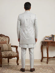 Silk Blend Embroidered Indo-Western Set ( 50JIND 196Blue )