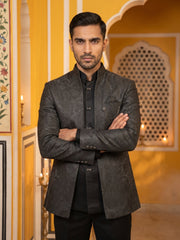 Premium Cotton Blend Woven Design Indo-Western Set ( 50JIND 206Black )