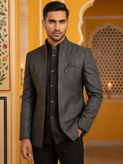 Premium Cotton Blend Woven Design Indo-Western Set ( 50JIND 206Black )
