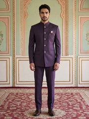 Premium Solid Japanese Fabric Indo-Western Set ( 50JIND 210Purple )
