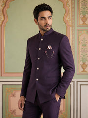 Premium Solid Japanese Fabric Indo-Western Set ( 50JIND 210Purple )