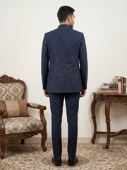 Embroidered Japanese Fabric Indo-Western Set ( 50JIND 233Navy )