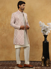 Jacquard Silk Embroidered Indo-Western Set ( 50JIND 592W 135Purple )