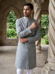 Paisley Jacquard Silk Indo-Western Set ( 50JIND P5W 168Grey S )