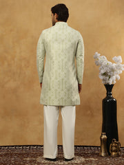 Jacquard Silk Embroidered Indo-Western Set ( 50JIND PJ11W 135Pista )