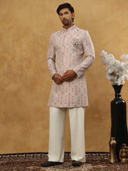 Jacquard Silk Embroidered Indo-Western Set ( 50JIND PJ11W 135Purple )