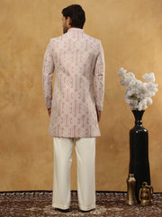 Jacquard Silk Embroidered Indo-Western Set ( 50JIND PJ11W 135Purple )