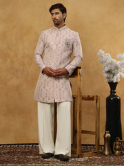 Jacquard Silk Embroidered Indo-Western Set ( 50JIND PJ11W 135Purple )