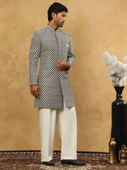 Premium Embroidered Indo-Western Set for Men ( 50JIND PJ11W 138Olive )