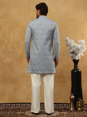 Paisley Jacquard Silk Indo-Western Set ( 50JIND PJ11W 168Grey )