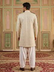 Jacquard Silk Indo-Western Set ( 50JIND S7W 137Cream S )