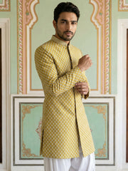Embroidered Silk Blend Indo-Western Set ( 50JIND S7W 138Yellow S )