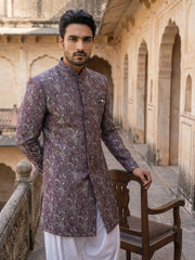 Men’s Woven Silk Jacquard Indo-Western Set ( 50JIND S7W 164Maroon S )