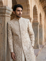 Traditional Embroidered Sherwani Set ( 50JSH 102Golden L )