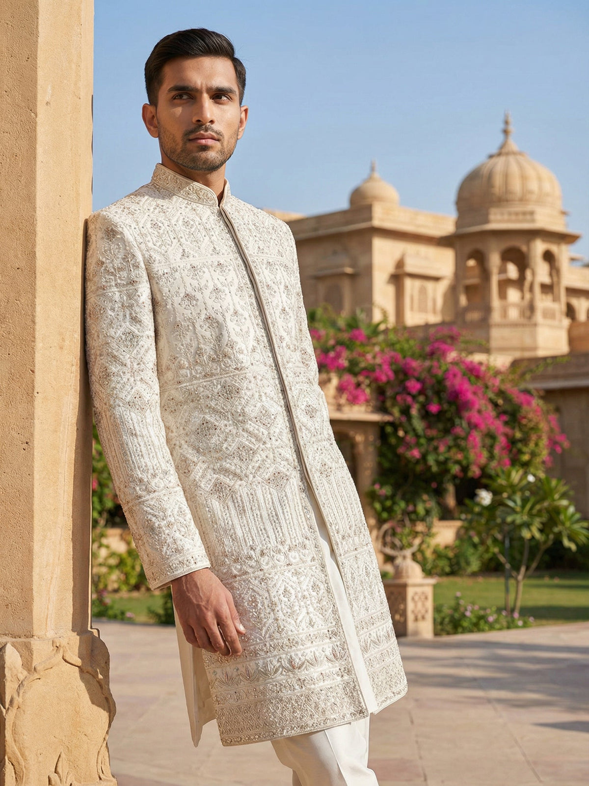 Rajkunwar Ivory Wedding Sherwani Set ( 50JSH 111Golden XL )