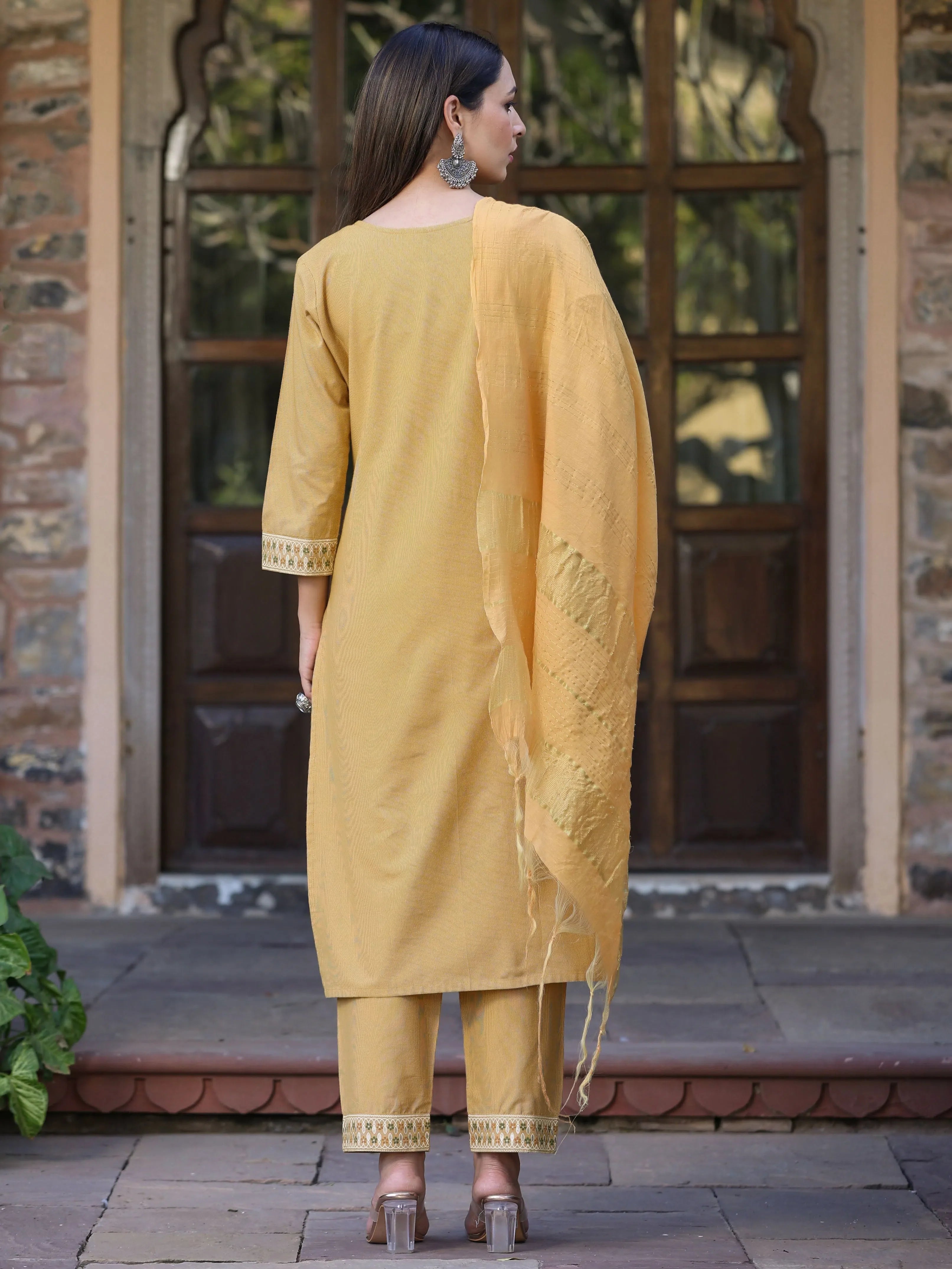 Mustard Printed Kurta Set - Stylish Indian Kurtis for Women
