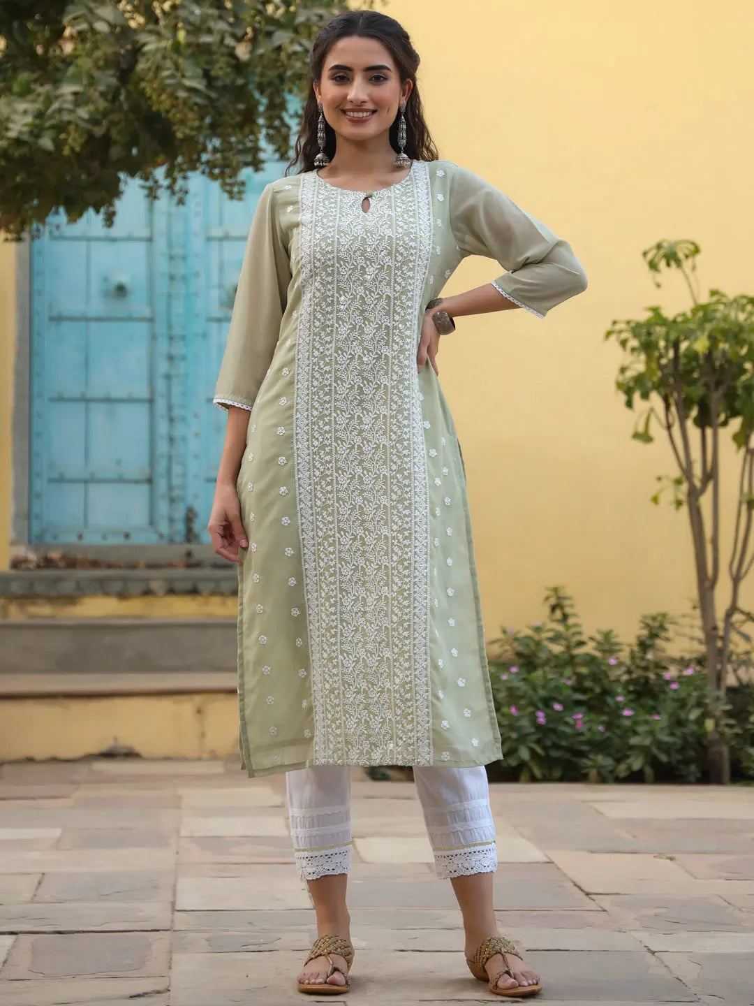 Ltgreen Printed Georgette Kurta - Women's Indian Kurta Online
