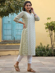 Women Ltgreen Georgette Printed Kurta