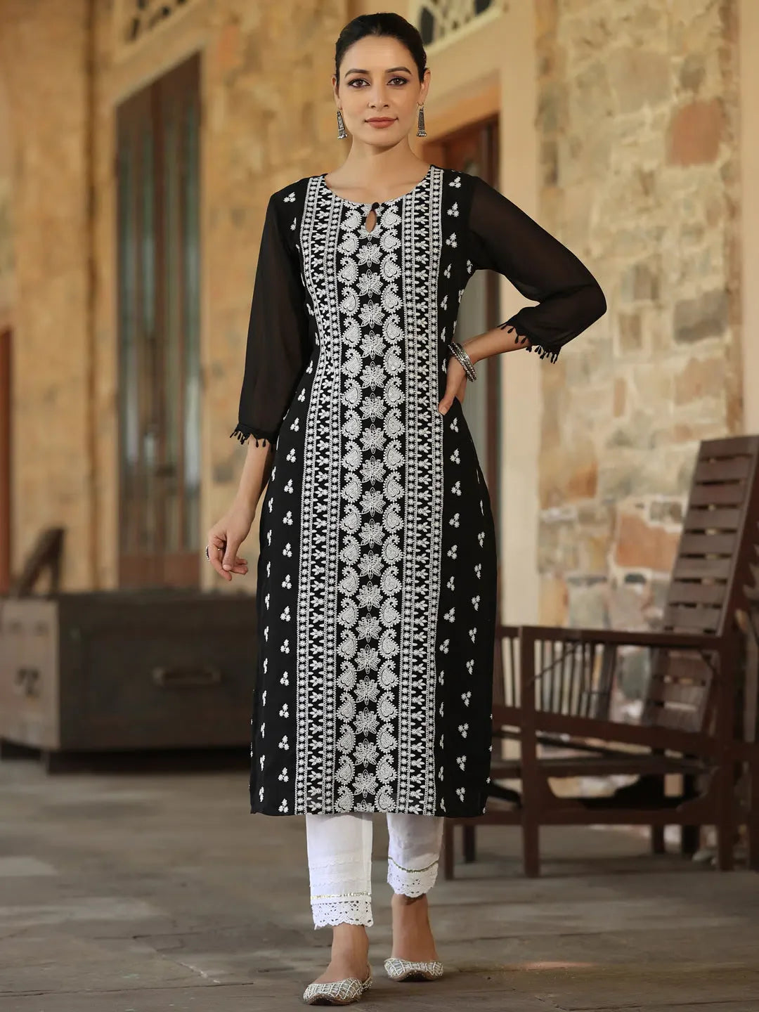 Elegant Black Printed Kurta for Women | Indian Kurtis Online