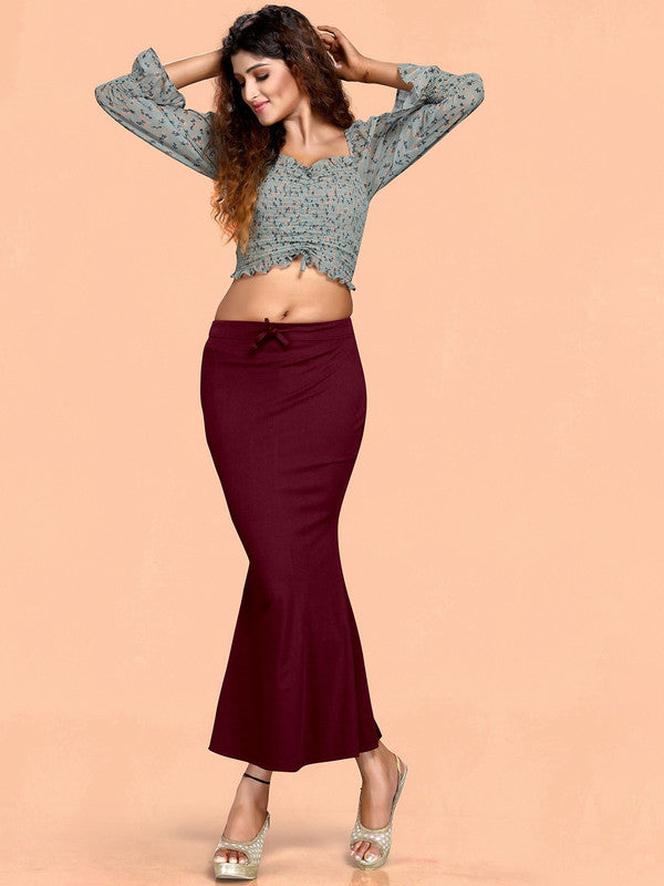 Burgundy Cotton Lycra High Rise Saree Shapewear