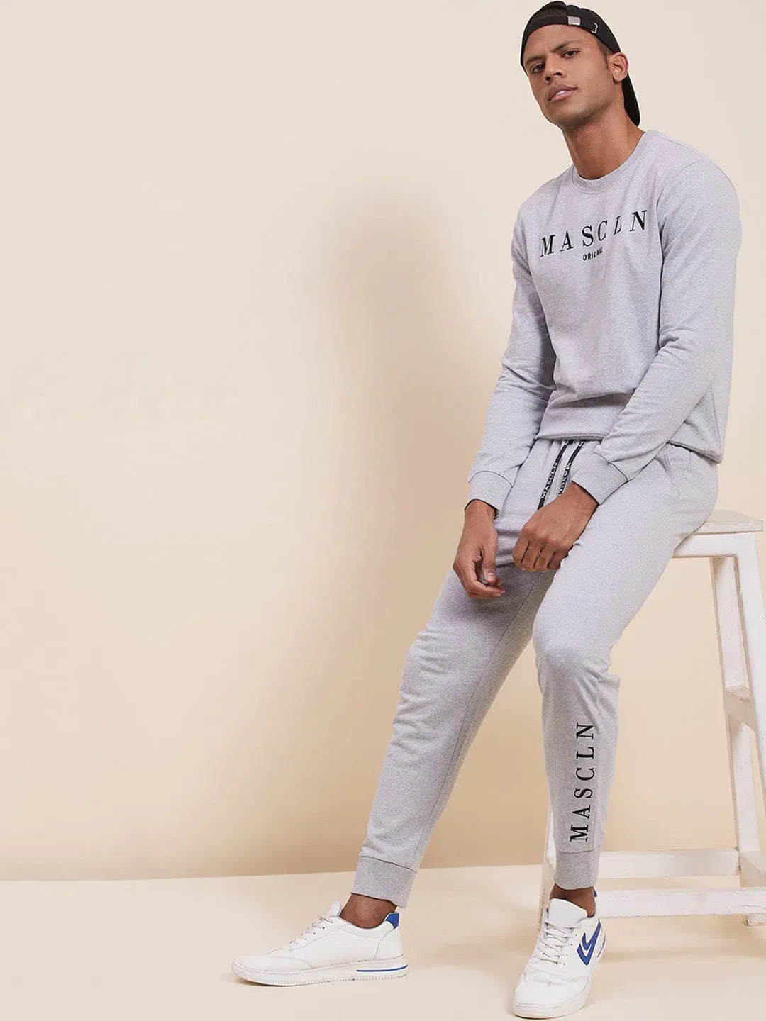 Wholesale Men's Grey MASCLN Embroidered Joggers