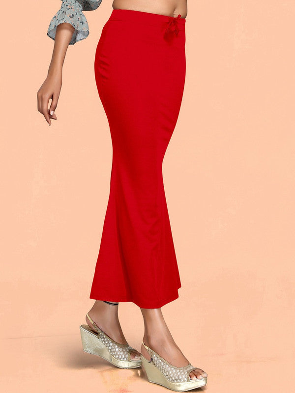 Red Cotton Lycra High Rise Saree Shapewear