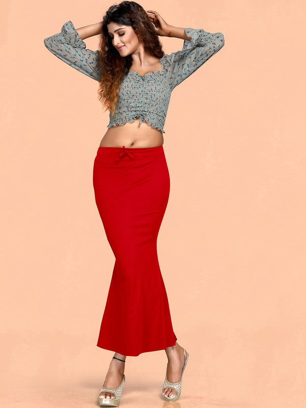 Red Cotton Lycra High Rise Saree Shapewear