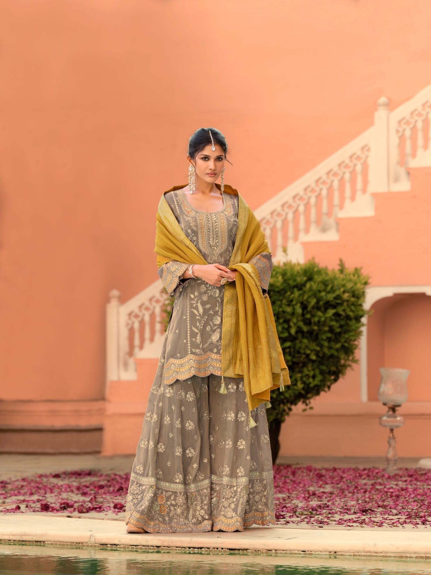Viscose Shimmer Embroidered Sharara Set - Pack of 3 Designs | DesiQlo