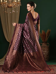 Women's Blend Green Woven Design Designer Saree With Blouse Piece-5REEVA5004