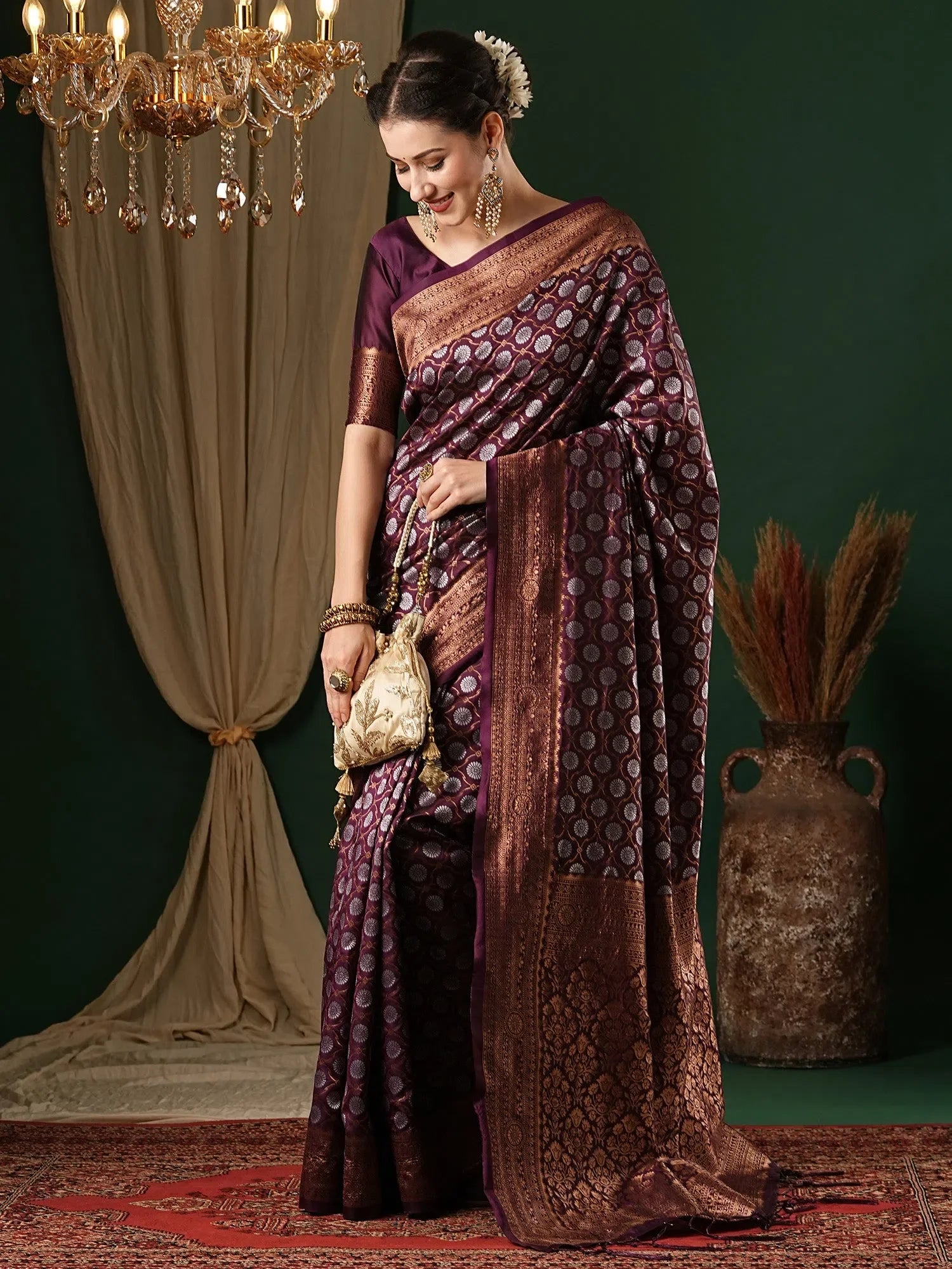 Purple Woven Designer Saree with Blouse | Indian Sarees