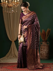 Women's Blend Green Woven Design Designer Saree With Blouse Piece-5REEVA5004