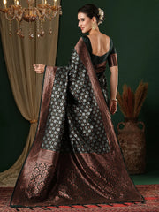 Women's  Blend Green Woven Design Designer Saree With Blouse Piece-5REEVA5004