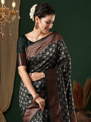Women's  Blend Green Woven Design Designer Saree With Blouse Piece-5REEVA5004