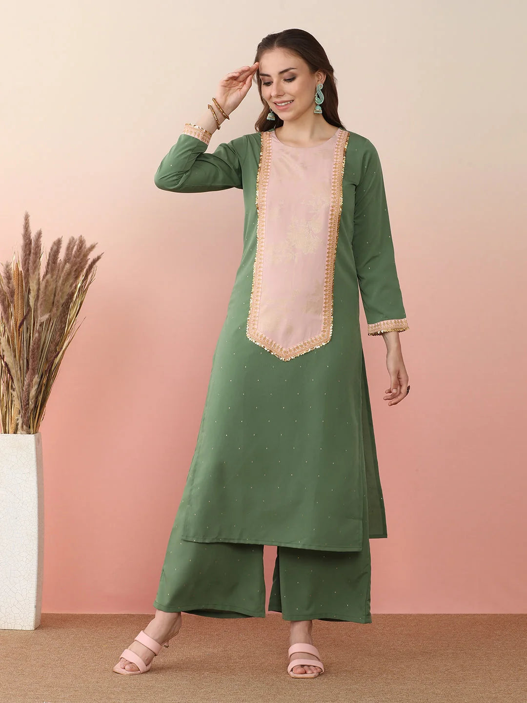 Patchwork Kurta and Palazzo Set with Dupatta for Women