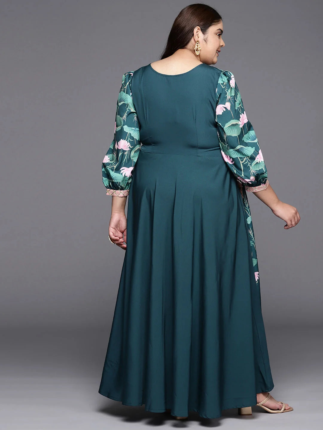 Green Floral Plus Size Indian Dresses Online