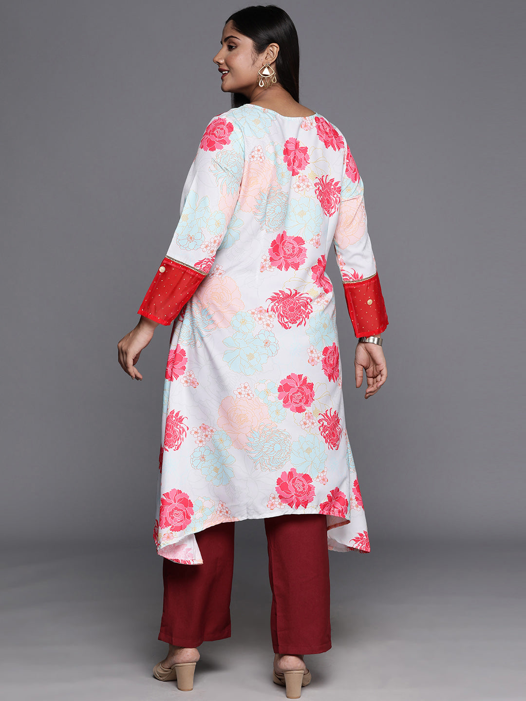 Plus Size Sea Green Floral Kurta | Indian Kurtis for Women