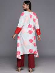 Sea Green & Red Plus Size Floral Printed Kurta-AP-AHKUCRDP-1047-ICH